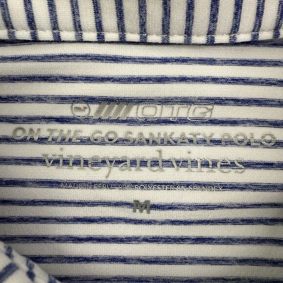 Vineyard Vines Polo Shirt Men’s M Gray Blue Stripe On-The-Go Sankaty Performance - Picture 5 of 11